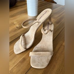 Jeffrey Campbell Neutral suede mule heels | Size 7